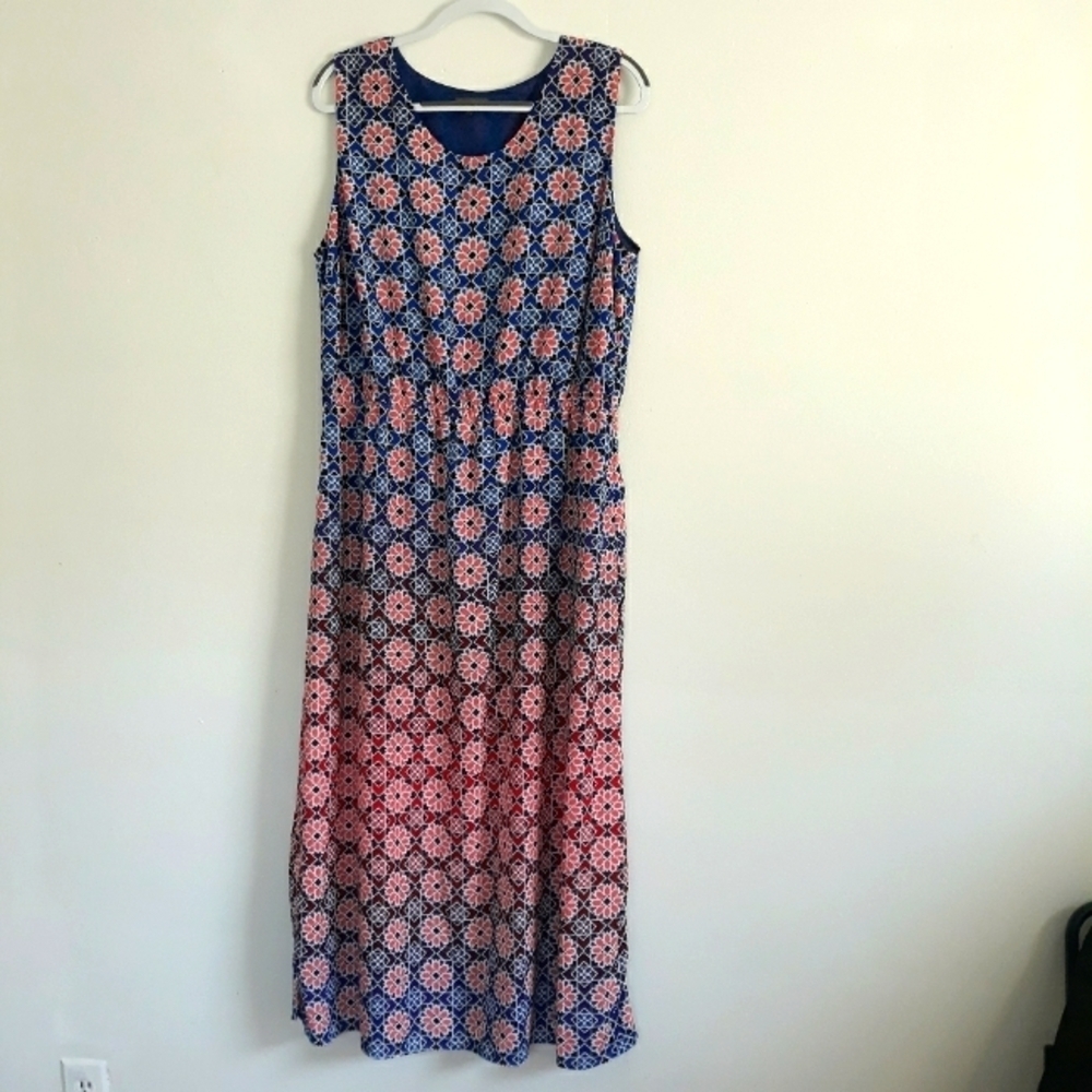 Vince Camuto Maxi Dress Sleeveles Elasticized Waist lined Floral Multico… - Picture 11 of 13